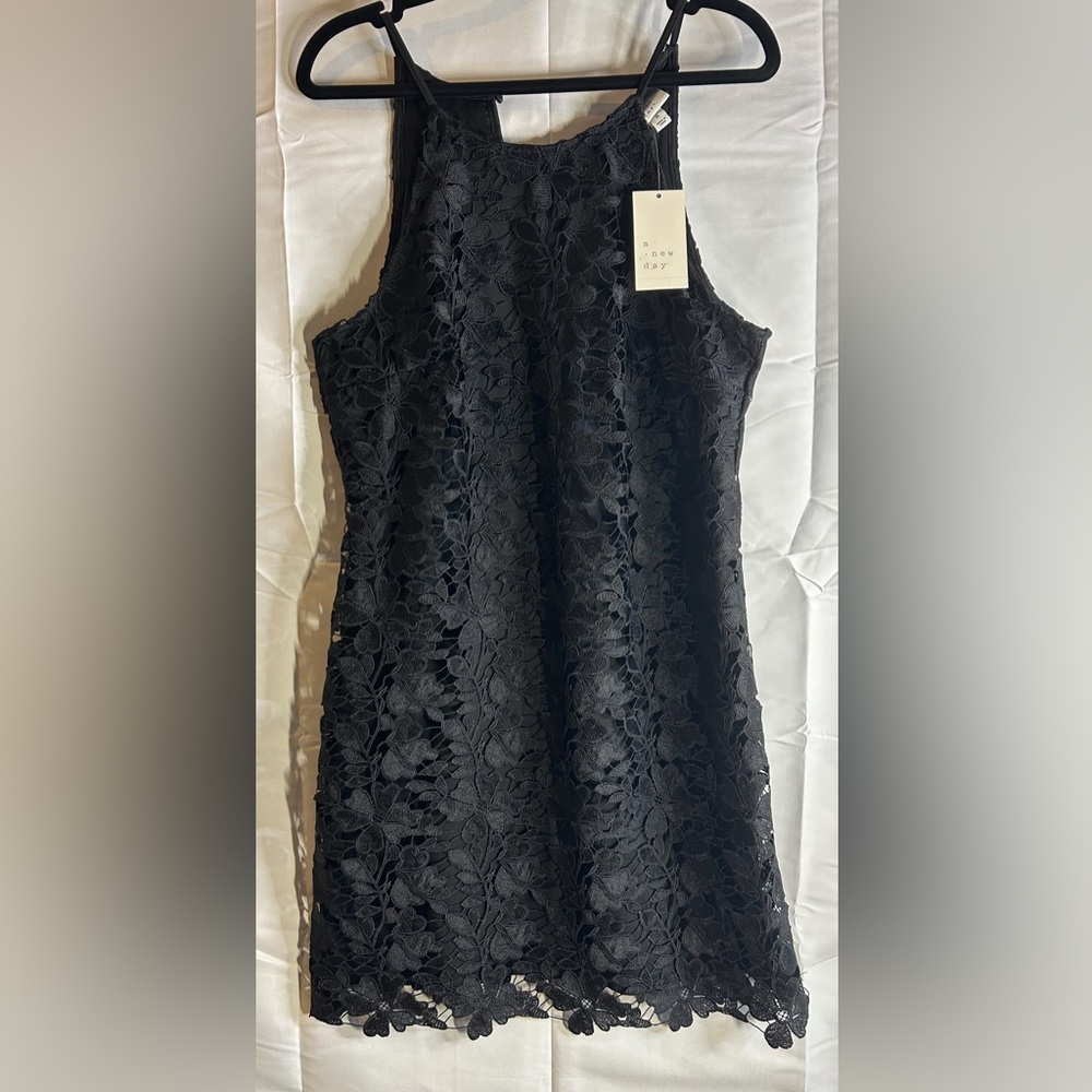 a new day Black Floral Lace Mini Dress